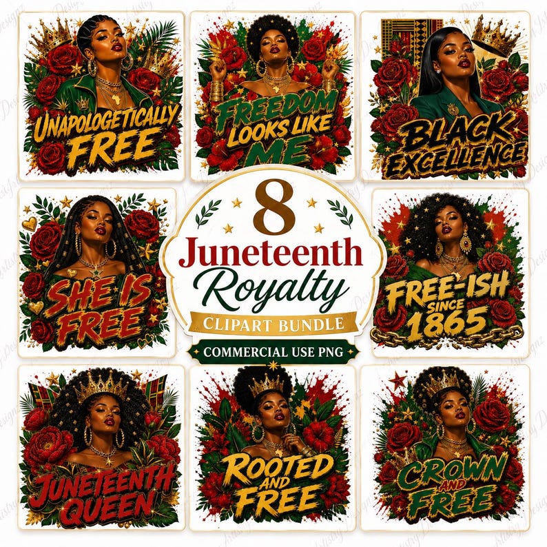 Juneteenth Clipart PNG Bundle Black History Freedom African American ...