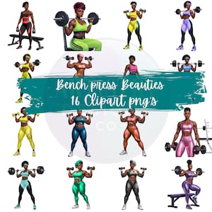Woman workout Clipart Bundle  Watercolor Fitness PNGs for SublimationDIY Gifts, Invitations & Gym-Themed Decor