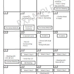 Monthly Calendar
- Date Text Bocks
- Notes section