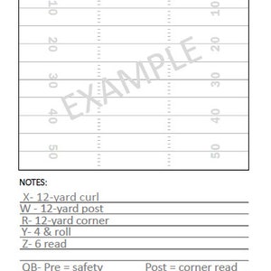 - Personnel/ Formation/ Play Call 
- Large Canadian Field Printout
- Notes to Define Details per Position or Reminders