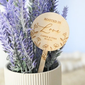 Floral Rooted in Love Plant Marker Favor Stakes / Love is in Bloom Plant Markers / Baby Shower / Bridal Shower / Wedding / Customized