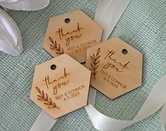 Engraved Wooden Wedding Favor Tags, Rustic Thank You Tags