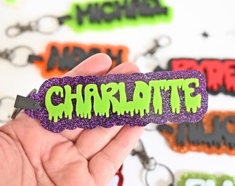 Personalized Spooky Drip Name Keychain | Halloween Backpack Tag