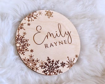 Snowflake Baby Name Sign, Winter Birth Announcement, Nursery Decor