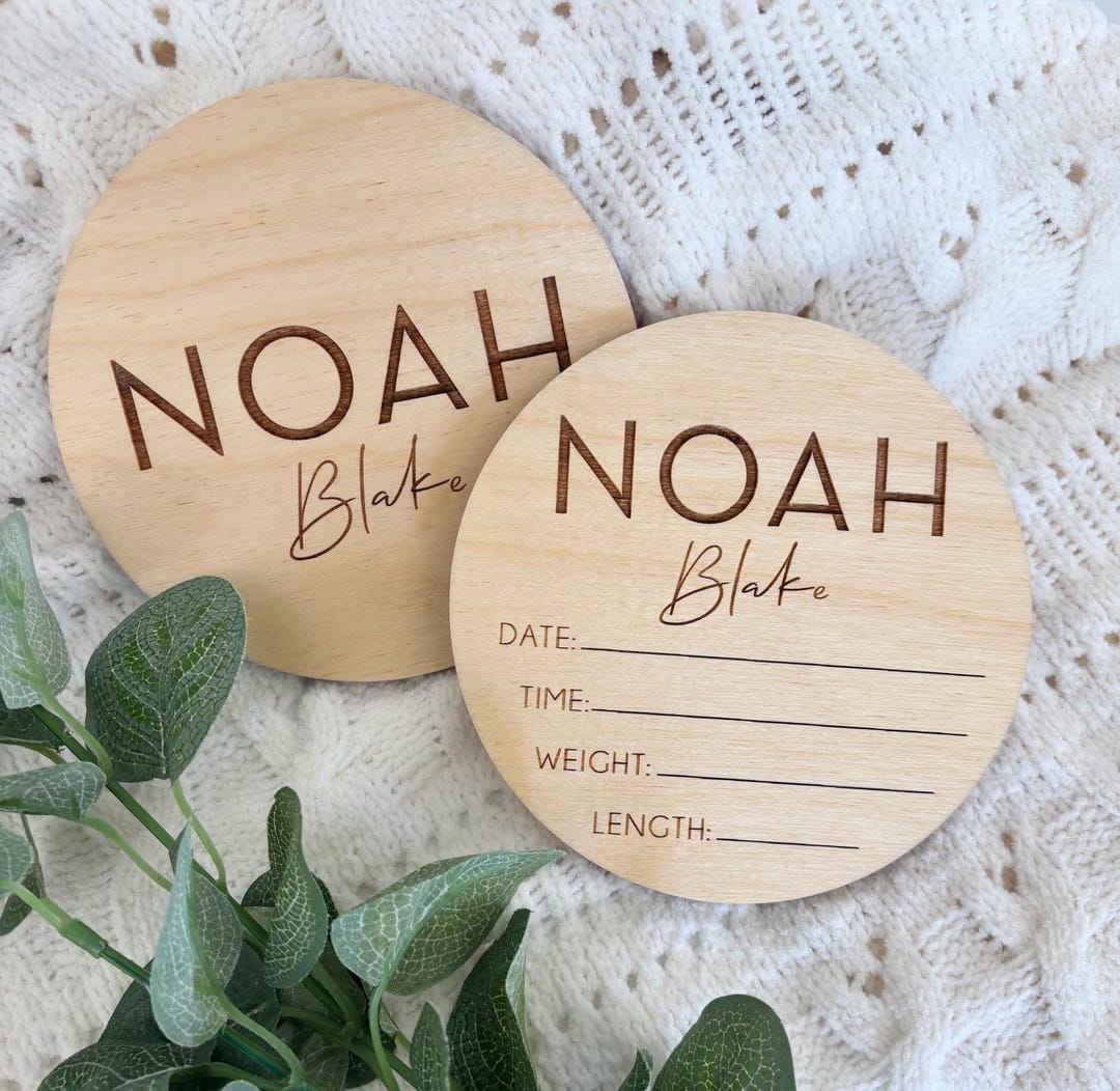 Baby Birth Stats Sign Set, Engraved Wood Announcement, Photo Prop - Etsy