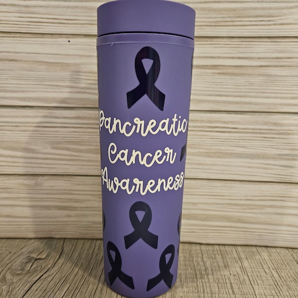 Pancreatic cancer awareness skinny tumbler MULTIPLE COLOR OPTIONS any cancer type !