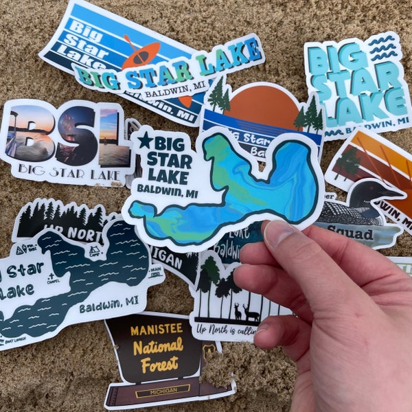 Big Star Lake Vinyl Sticker Pack, Michigan Stickers, Baldwin Stickers