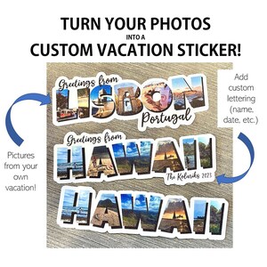 CUSTOM VACATION Vinyl Sticker, Custom Travel Stickers, Photo Stickers