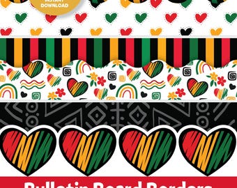Black History Month prikbordranden, zwarte geschiedenis prikbordranden, prikbord februari, Juneteenth-randset, klasdecor