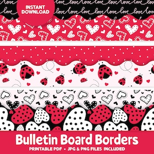 Ladybug Heart Bulletin Board Border Set: Classroom Decor (PDF)