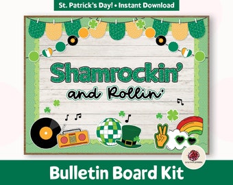 St Patricks Day Bulletin Board Kit, March Bulletin Board for Classroom Decor, Charming Irish Bulletin Board Set, Shamrock Teacher Door Decor