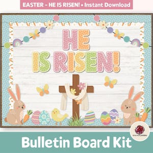 Religious Easter Bulletin Board for Church or Christian School, Easter Bulletin Board Kit for Spring Classroom Decor, April Bulletin Board