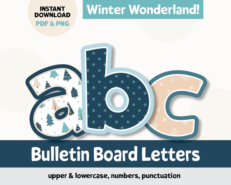 Winter Bulletin Board Letters Printable, Snowflake Alphabet Classroom