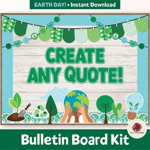 Earth Day Bulletin Board Kit, April Printable Bulletin Board for Classroom Decor, Celebrate Earth Day Bulletin Kit, Letters Borders Recycle