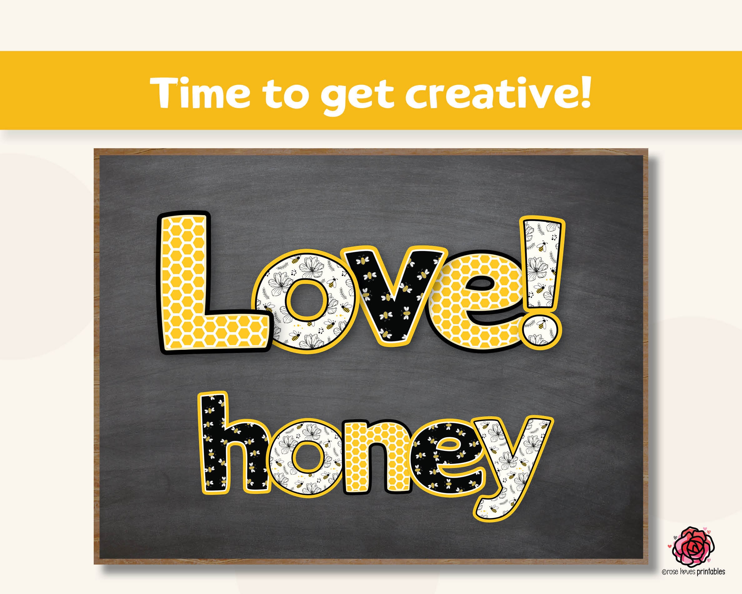 Bulletin Board Letters, Bumble Bee Printable Letters for