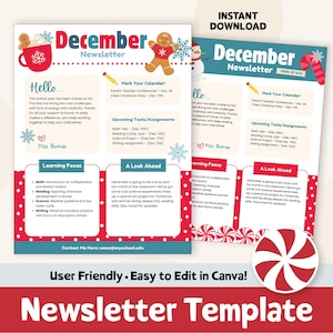 December Newsletter Template: Classroom & PTO/PTA (Canva Editable)