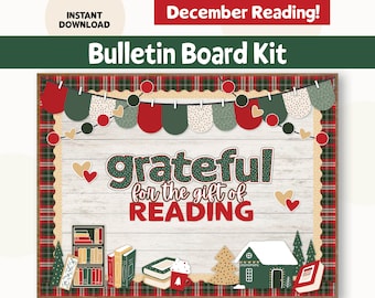 Christmas Bulletin Board Kit, Reading Bulletin Board, Printable Bulletin Board for Classroom Decor, December Bulletin Board Kit, Cottagecore