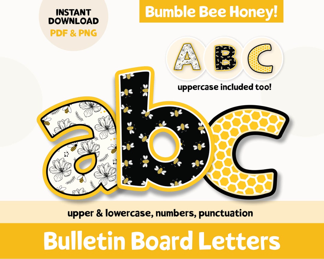 Bulletin Board Letters, Bumble Bee Printable Letters for