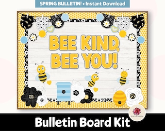 Bumble Bee Bulletin Board Kit, Kindness Bulletin Board, Spring Classroom Door Decor, Honey Bee Printable Bulletin Board Pdf, Summer Bulletin