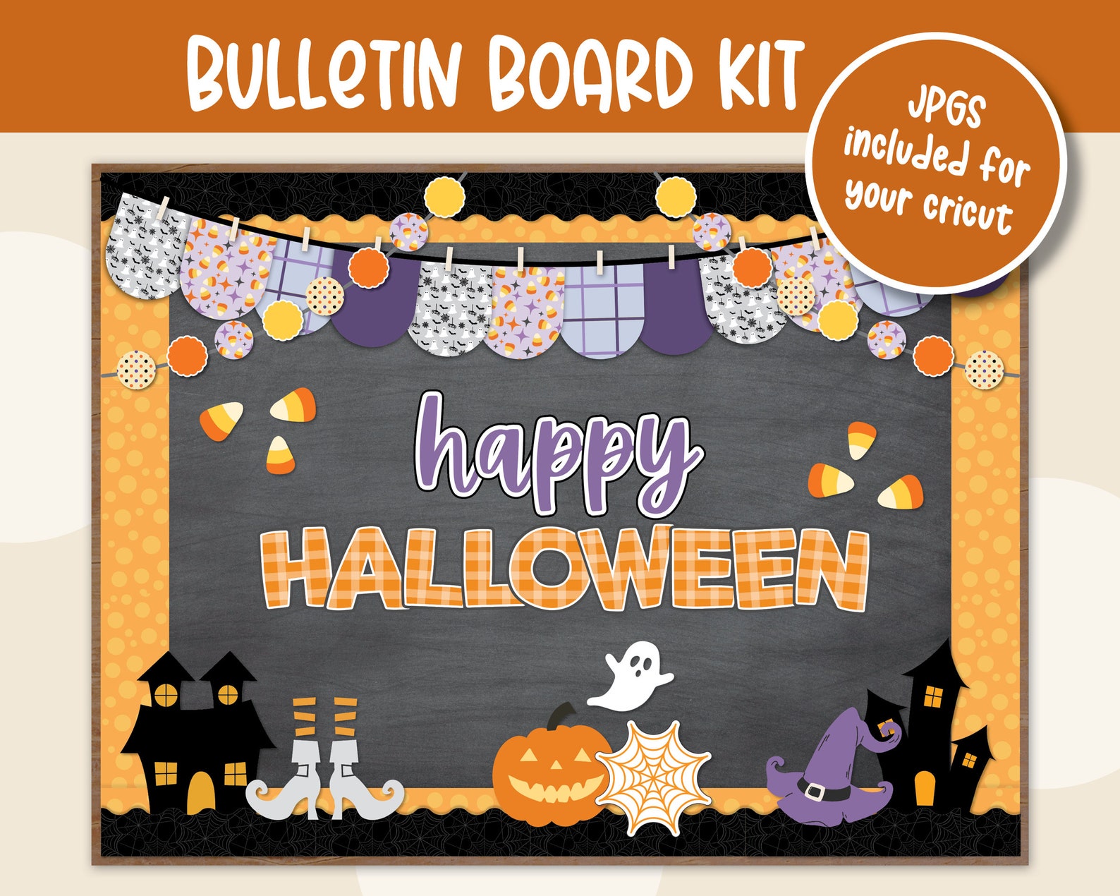Halloween Bulletin Board Kit, Happy Halloween Bulletin Board, Haunted ...