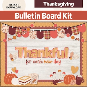 Thanksgiving Bulletin Board Kit, November Classroom Bulletin Board, Thankful Bulletin Board, Printable Bulletin Board Kit, Fall Door Decor
