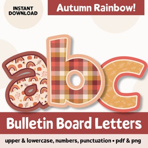Fall Bulletin Board Letters November, Thanksgiving Letters Png, Fall Classroom Decor, Printable Bulletin Board Letters, Boho Rainbow Fall