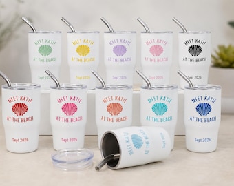 Personalisierte Mini Becher | Strand Bachelorette Party Gefälligkeiten, Küsten Brautdusche Tassen