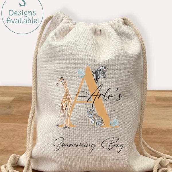 Animal personalised kids PE drawstring bag. Perfect for back to school for a P.E / Gym bag / Swimming bag.