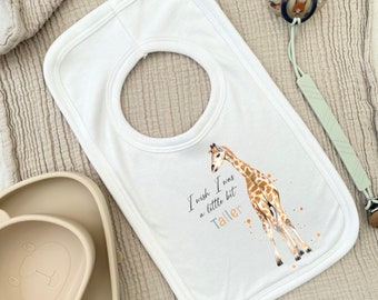 90’s inspired ‘I wish I was a little bit taller’ giraffe gift -  baby bodysuit & bib. Perfect new baby gift for boy / girl / unisex
