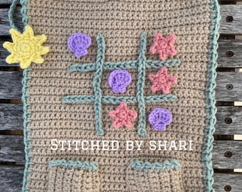 Beach tic-tac-toe PATTERN only - English pdf download- Original StitchedbyShari design