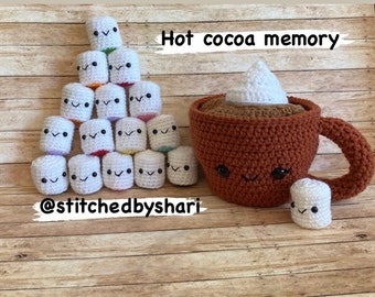 Hot Cocoa memory with marshmallow matches. Stitchedbyshari original english pdf crochet pattern. Crochet Memory game, Christmas gift