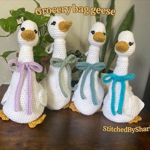 Grocery Bag Goose- English Crochet Pattern- PDF digital download- cute crochet goose, easy pattern, a stitched by shari design image 3