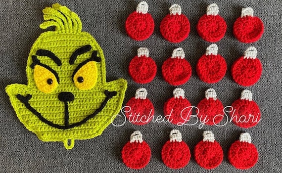 Mr. Mean One Memory Game crochet pattern. English pdf pattern. Christmas memory game. Christmas crochet. Stitchedbyshari original pattern.