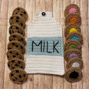 Milk & Cookies Memory Game PATTERN ONLY original StitchedbyShari design, English Crochet pattern, memory kids game, preschool game