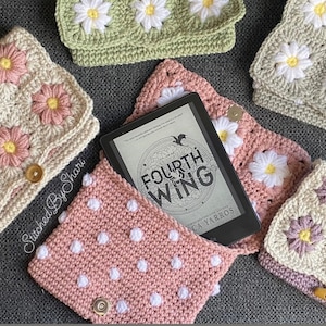 Dots N' Daisies Kindle Kozy crochet pattern for kindle paperwhite. Kindle Sleeve for protection. Handmade Crochet kindle sleeve. ENGLISH pdf