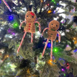 Candy Cane Cuties- Crochet gingerbread candy cane holder pattern- easy crochet pattern- English PDF download Christmas decoration ornament