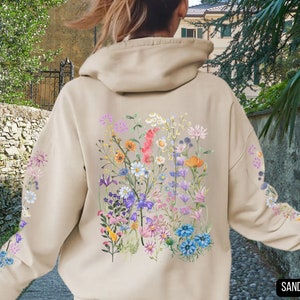 Wildflowers Hoodie Boho Cottagecore Floral Hoodie Botanical Wildflowers Hoodie Boho Cottagecore Floral Hoodie Botanical