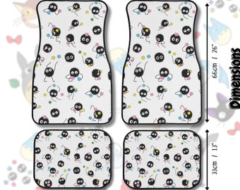 Soot Sprites Car Floor Mats, 1pc or 4pc Set Car Mat Spirited Away Anime Car accessory Studio Ghibli Inspired Car Swag Anime Theme Car Mat