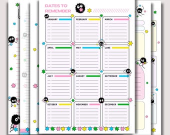 Soot Sprite Planner Pages: Daily, Calendar, Notes (PDF Instant Download)