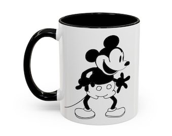Steamboat Willie Mug: Vintage Mickey Mouse & Minnie, 11oz Ceramic