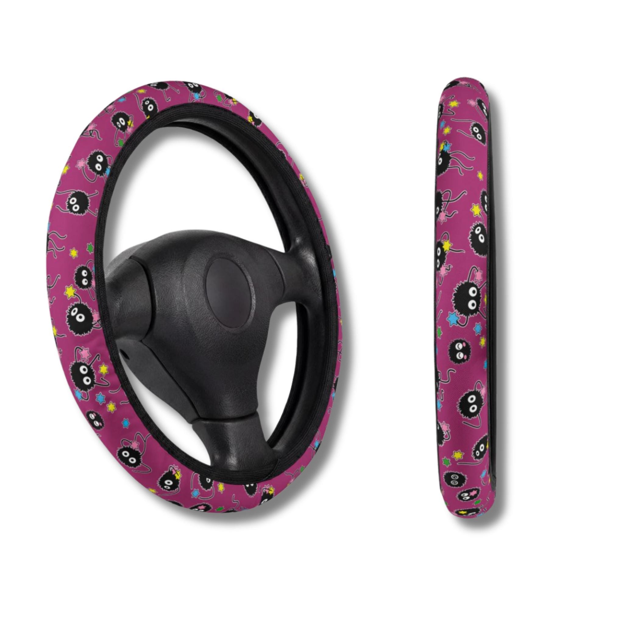 Kawaii Soot Sprite Car Steering Wheel Cover | Cute Kawaii Anime