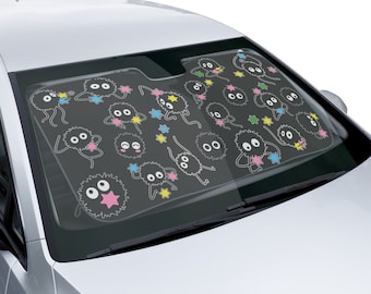 Soot Sprites Sunshades Car Visor Studio Ghibli sunshade Anime Visor Soot Sprites Windshield Visor Anime Shade Anime Car Accessory Totoro