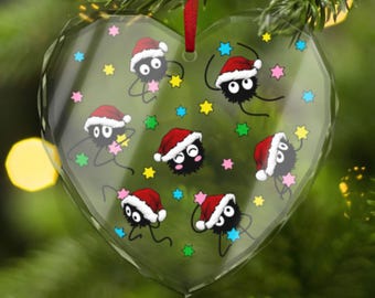 totoro様☆メリークリスマス☆ Soot Sprite Merry Christmas Glass Ornament Spirited Away Totoro