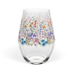 Floral Stemless Wine Glass: Elegant 11.75oz Glassware