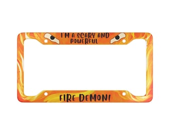Calcifer Fire Demon License Plate Frame Howl&#39;s moving Castle Studio Ghibli Fanart Anime License Plate Frame Orange Plate Frame Spark Fire
