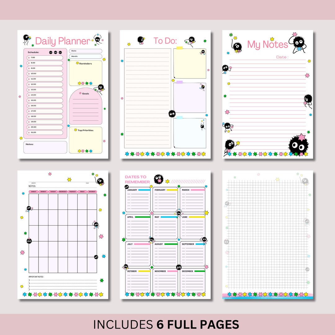 Printable Sprite Checklist.pdf Soot Sprite Printable Planner Page Organization PDF Instant Download ...