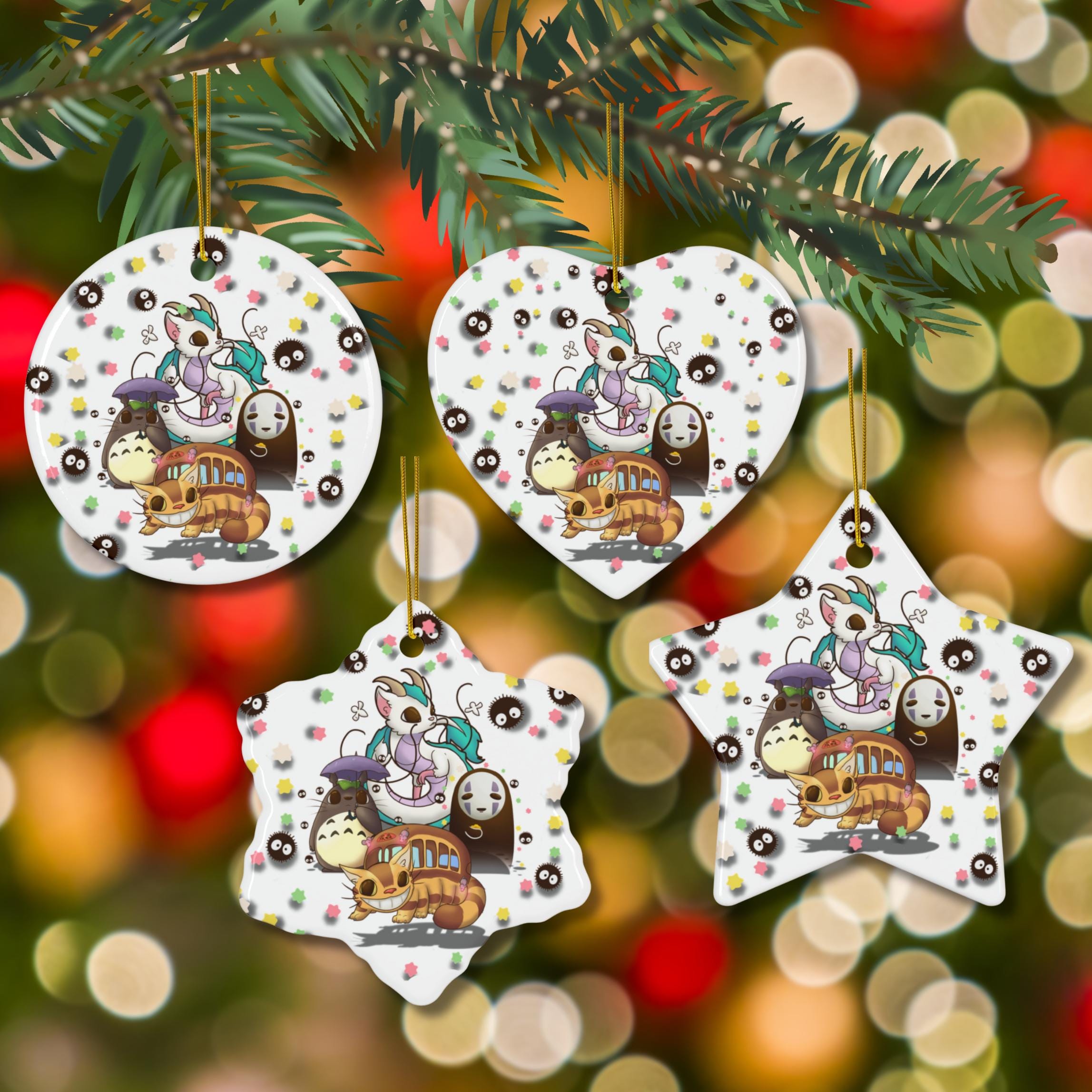 ジブリのクリスマスオーナメント：ハク、トトロ、ナマケモノ、ネコバス