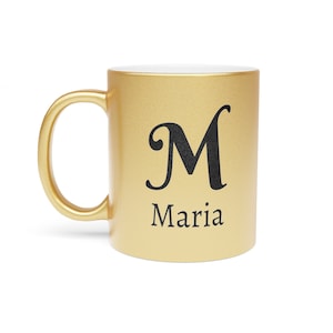 Regalo de boda personalizado personalizado Taza de monograma personalizada Taza metálica Taza de oro plateado Regalo inicial personalizado para su regalo de aniversario de regalo de jefe