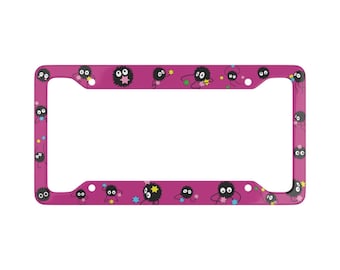 Soot Sprite License Plate Frame Spirited Away Kamaji Studio Ghibli Fanart Anime Purple License Plate Frame Pink License Plate Frame Totoro