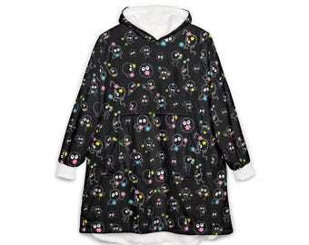 Soot Sprite Hooded Blanket, Anime Loungewear, Ghibli Gift